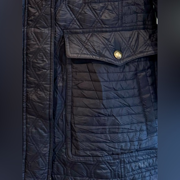 BURBERRY BRIT Womens Quilted Patchwork Puffer Jacket Coat Navy Blue, Small - Picture 5 of 16